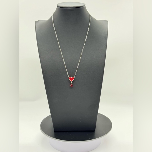 Crystal Red Heart Necklace made with Swarovski Crystals - Picture 4 of 7